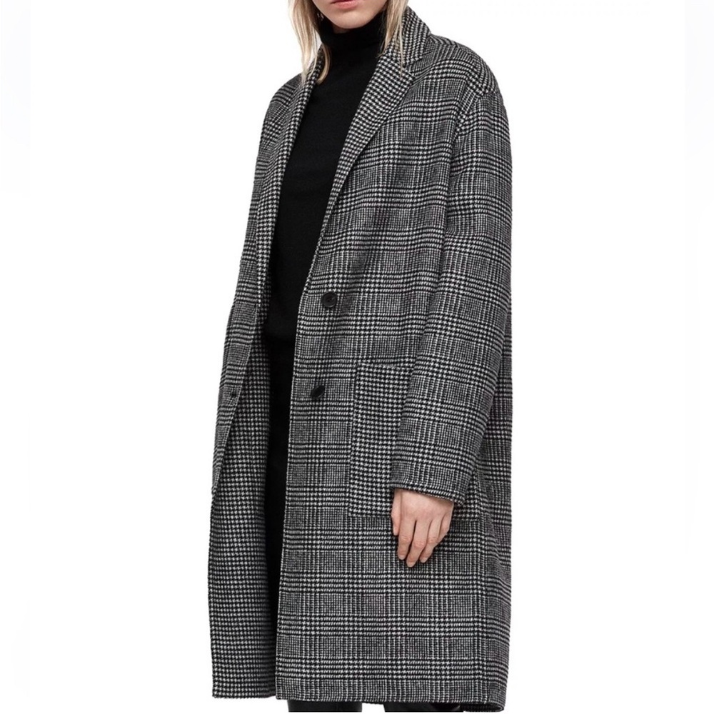 All Saints Black and Gray Trench Coat
